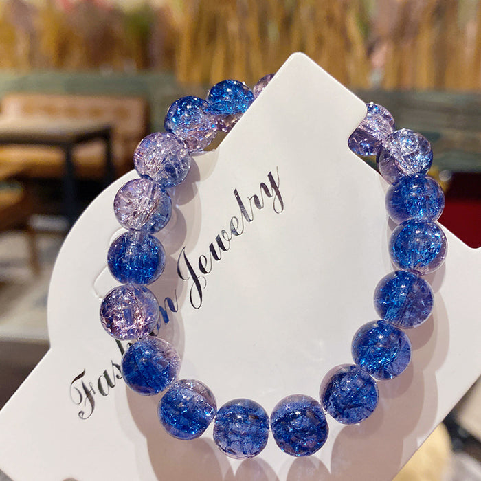 Wholesale Glass Bead Bracelet Ice-Clear Two-Tone Violet Children' s Jewelry Accessory MOQ≥2