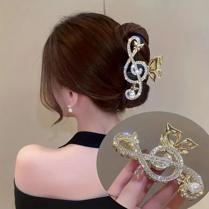 Wholesale Music Note Pearl Rhinestone Metal Hair Claw Clip - Trendy Fashion Accessory