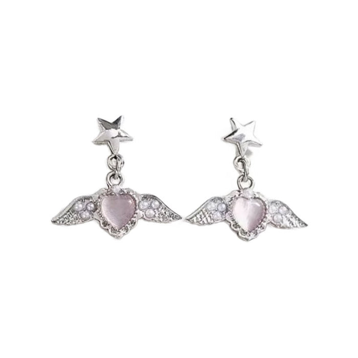 Wholesale Angel Wing Pearl Heart Earrings