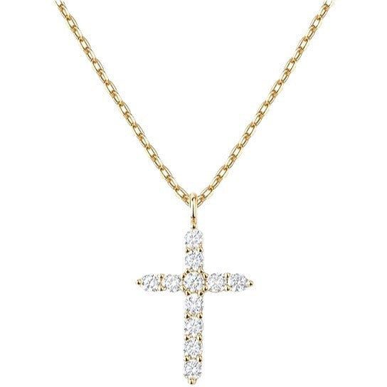 Wholesale 925 Sterling Silver Diamond Cross Necklace Jewelry Women's Chain Silver