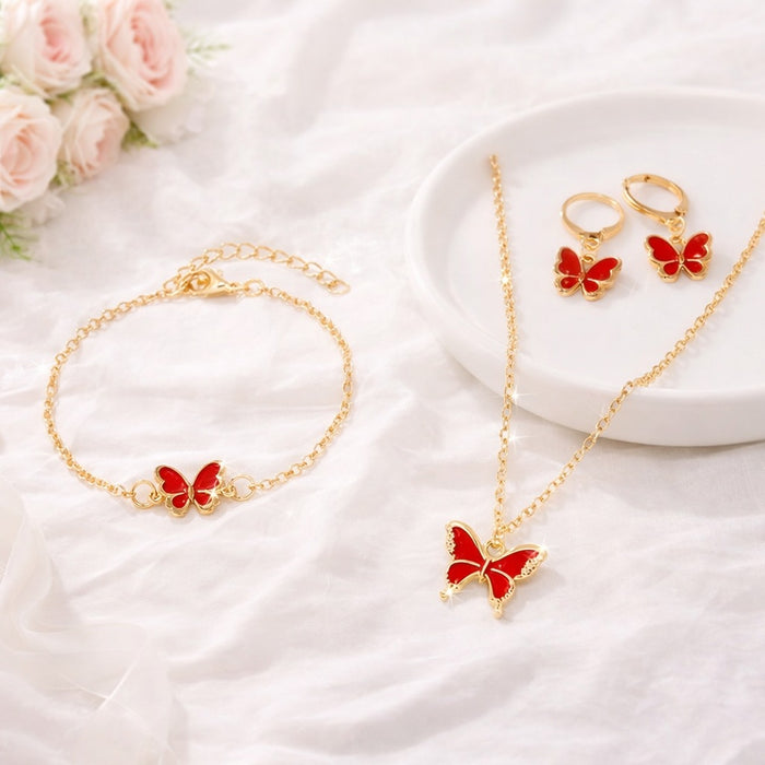 Wholesale Lucky Clover Flower Design 5-Piece Jewelry Set Alloy Electroplated Fashion Accessory