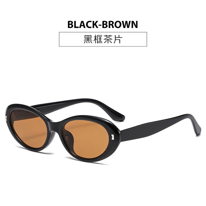 Wholesale Elliptical rice nail cat eye sunglasses, internet famous sunglasses, high-end street photography, UV resistant sunglasses