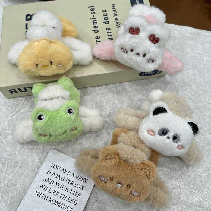 Wholesale Cute Cartoon Bear Plush Grab Hair Clips