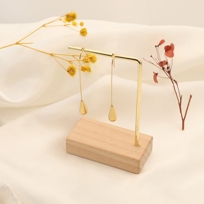 Wholesale fashion long straight water drop gold earrings