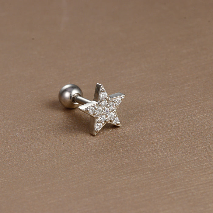 Wholesale Jewelry Stainless Steel Ear Nail Zircon Ball Screw Women