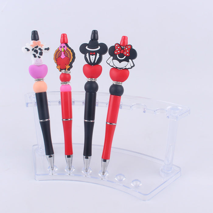 Wholesale Cute Cartoon Silicone Beaded Pen Creative DIY Colorful Plastic Multi-Function Gel Pen (M) JDC-BP-GuangTian012