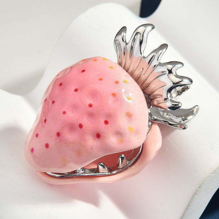 Wholesale Trendy Strawberry Hair Clip Acetate Handmade Fashion Accessory For Everyday Styling