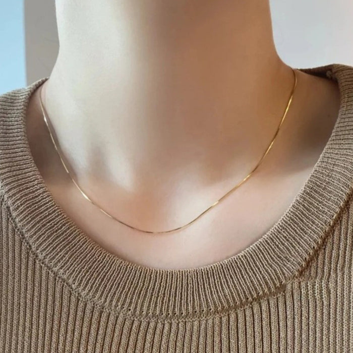 Wholesale Plain chain wearable pendant necklace strip rose gold chain titanium steel bare chain