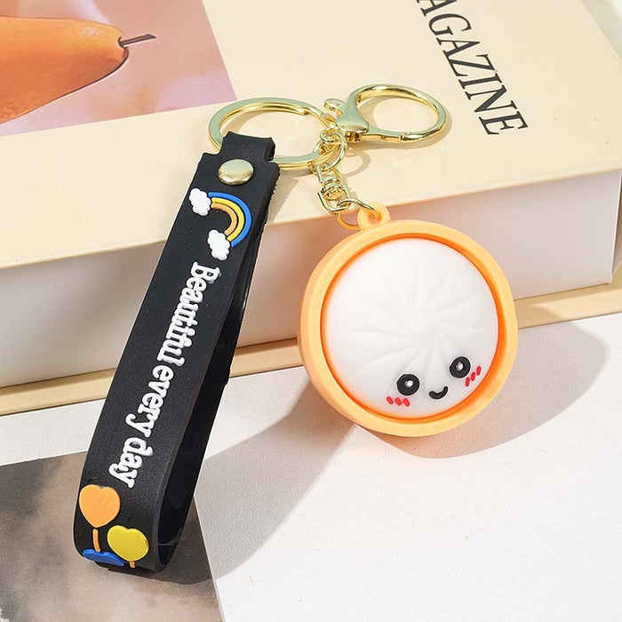 Wholesale Cartoon Steamed Bun Squeeze Toy Keychain - Soft Glue Stress Relief Pendant MOQ≥2