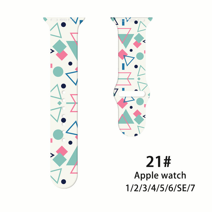 Wholesale Silicone Geometric Print Printed Watch Strap JDC-WD-NuoQi095