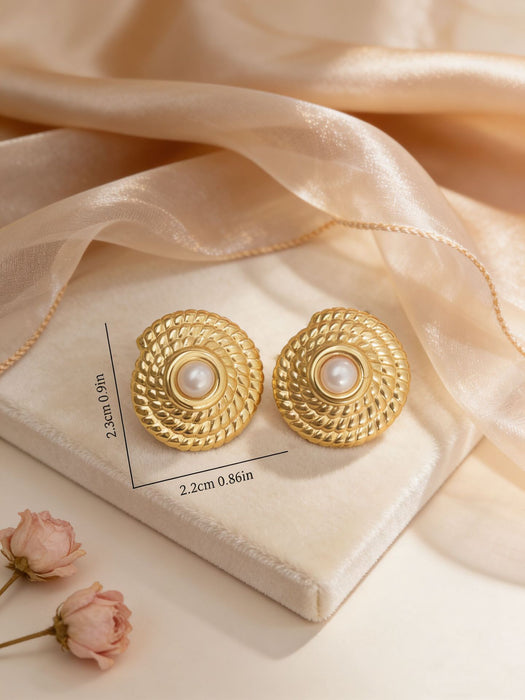 Wholesale Stainless Steel Geometric Oval Golden Earrings for Women