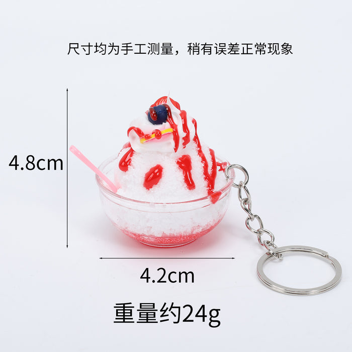 Wholesale Simulated Fruit Shaved Ice Food Pendant In PVC Trendy Bag Charm And Car Key Accessory For Summer MOQ≥5