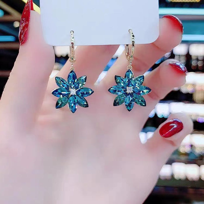 Wholesale  flower earrings Women's  crystal flower earrings earrings zircon petal earrings