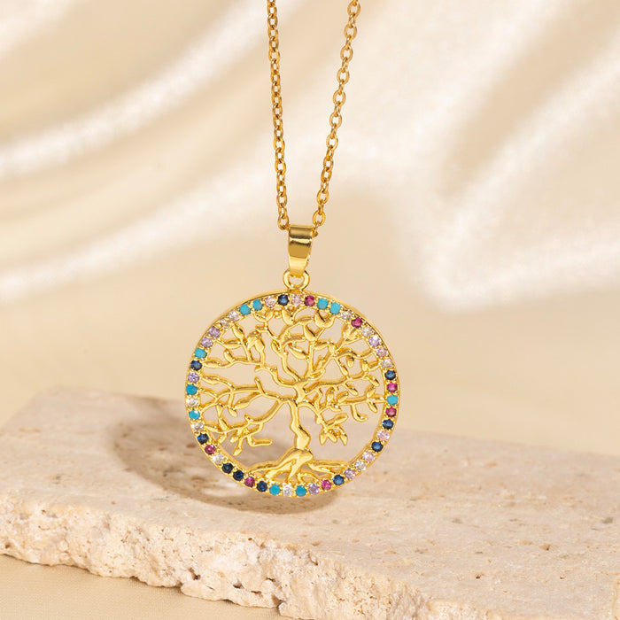 Wholesale Gold-plated copper micropaved zirconia necklace