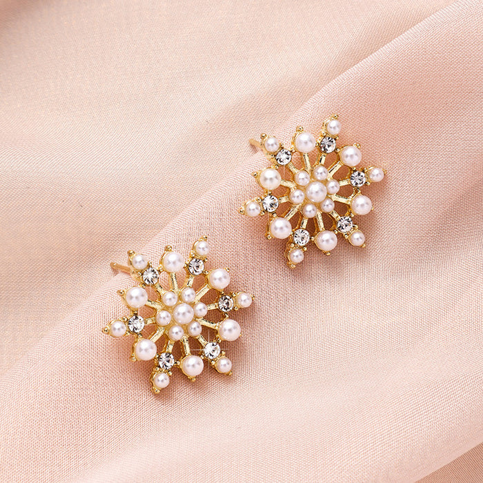 Wholesale Silver needle temperament snowflake earrings earrings, niche high-end earrings