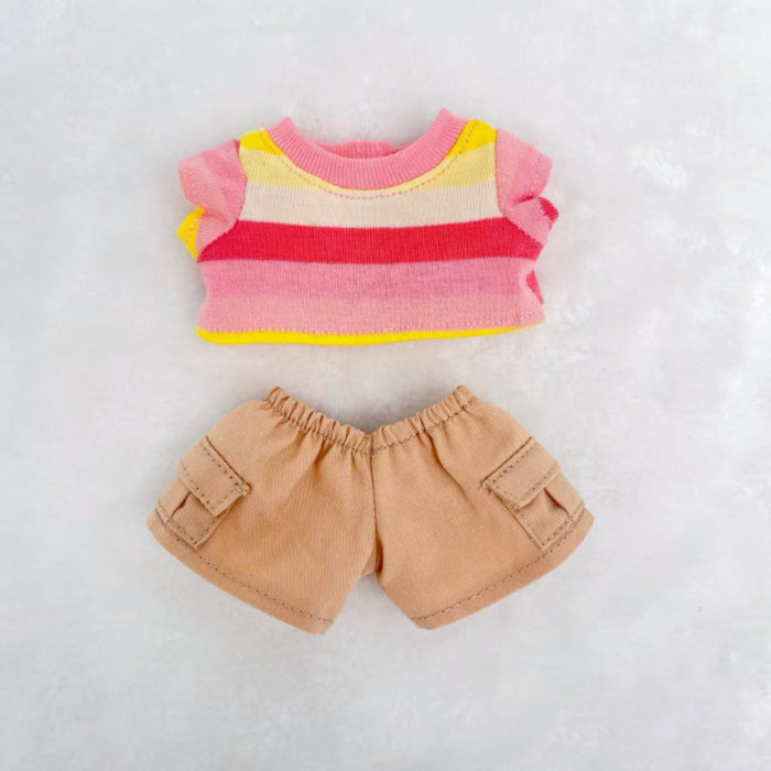Wholesale Vinyl figure versatile colorful striped short-sleeved processing pants suit