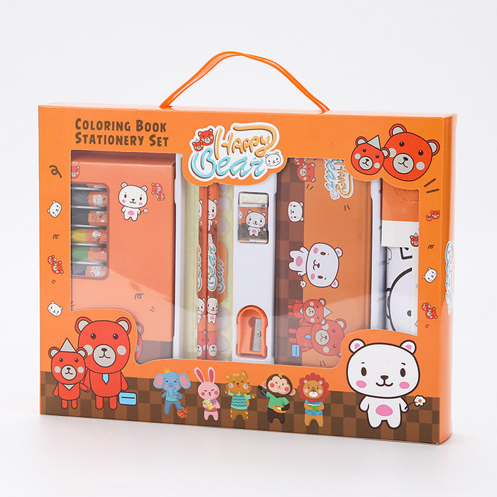 Wholesale Crayon student stationery suit gift box children Ruler Pencil suit Primary School kindergarten prize gift box