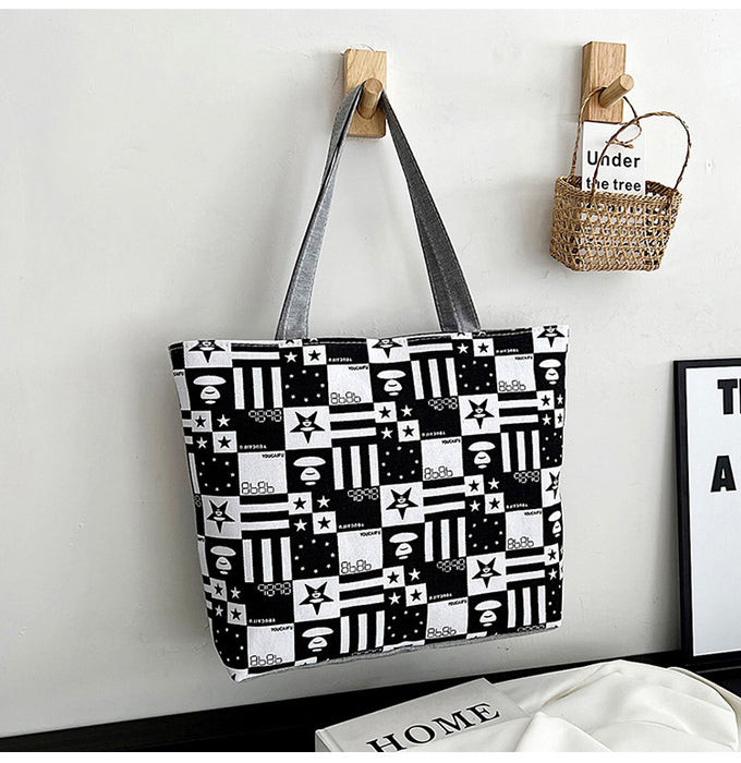 Wholesale Canvas Bag Large Capacity Women's Bag Printed Handbag Tote Large Bag Artistic Student Bag Shopping Bag