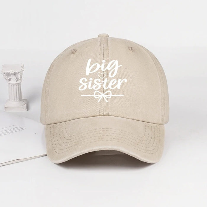 Wholesale Vintage Washed Baseball Cap With Big Sister Letter Print Trendy Adjustable Summer Sun Hat