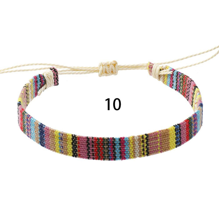 Wholesale Bohemian Cotton and Linen Fabric Braided Bracelet Colorful Ethnic Style Simple Knot Bracelet JDC-BT-XH010