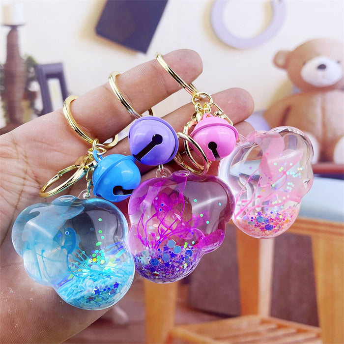 Wholesale Acrylic Oil Quicksand Bottle Dry Flower Swan Keychain JDC-KC-DiMeifei003