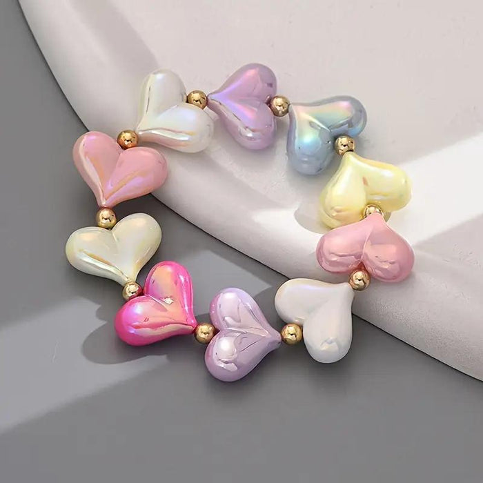 Wholesale Painted Colorful Heart Beaded Bracelet