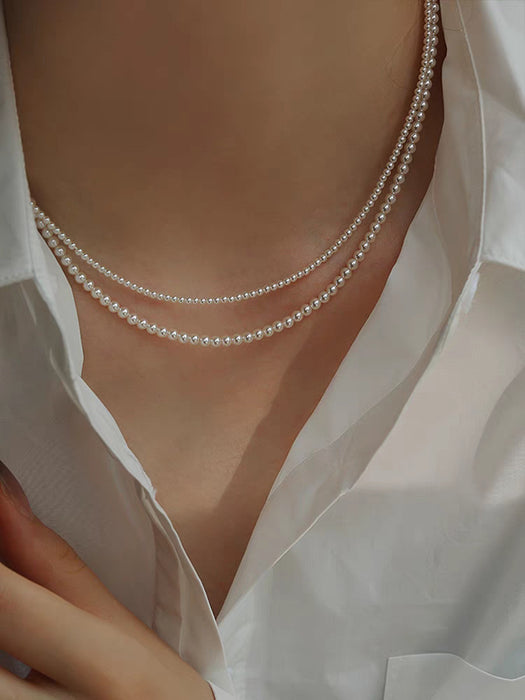 Wholesale  Pearl Necklace Women's Overlapping Double Clavicle Necklace