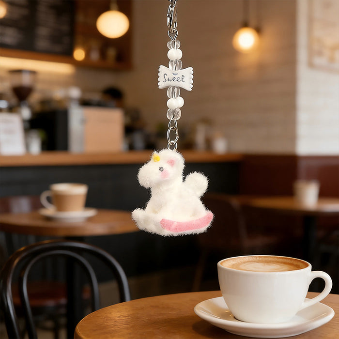 Wholesale Cartoon Flocked Rocking Horse Keychain