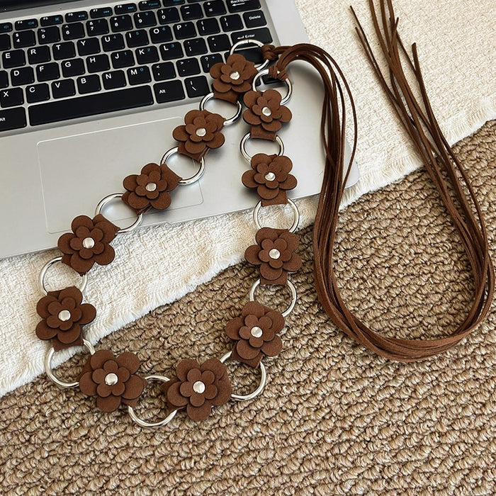 Wholesale Women S Bohemian Woven Waist Belt With Rivets Y2K Metal Chain For Party Chic Boutique Fashion Accessory