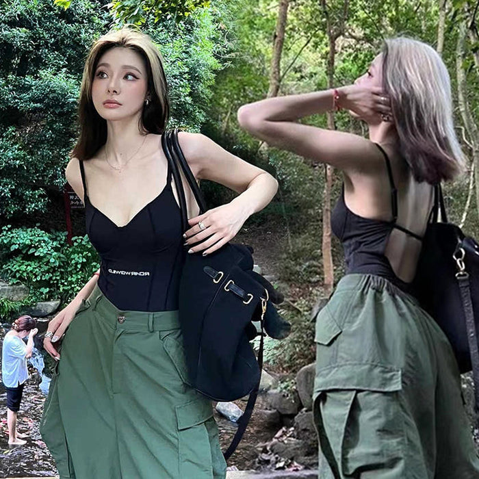 Wholesale Swimsuit women's one-piece strap backless swimsuit slim hot spring professional swimsuit