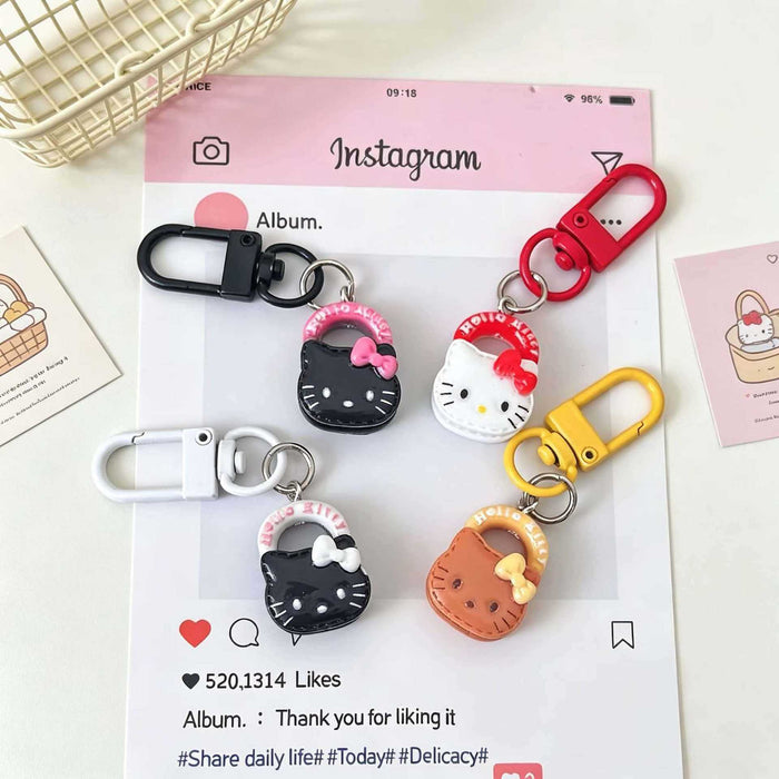 Wholesale Cute Cartoon Resin Cat Handbag Keychain Charm Girl Bag Pendant Gift Boutique Resale