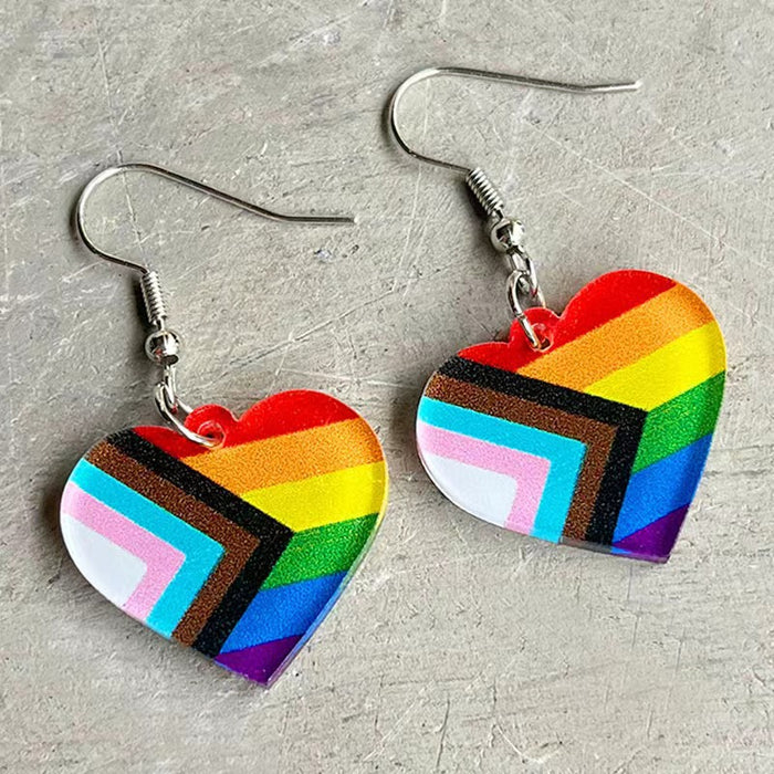 Wholesale Rainbow Geometric Simple Multicolor Heart Shaped Acrylic Earrings JDC-ES-WenT027