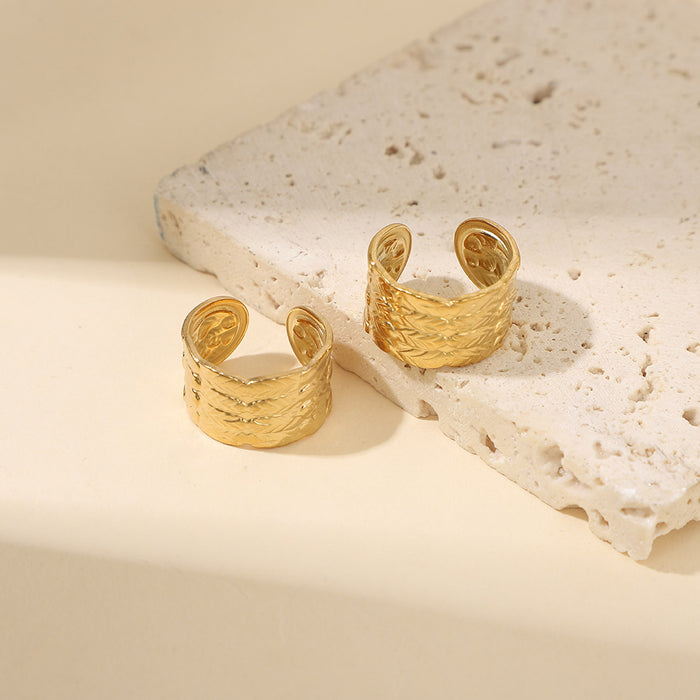 Wholesale 2pcs Luxury multi-layered   sophisticated  minimalist gold open-toe stainless steel ring