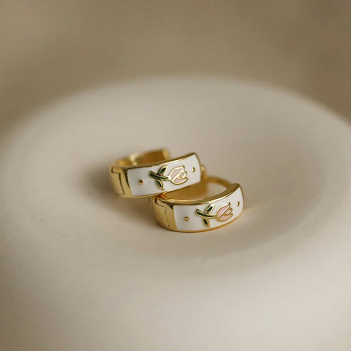 Wholesale Tulip Earrings Women's Vintage Enamel Fresh Flower Earrings