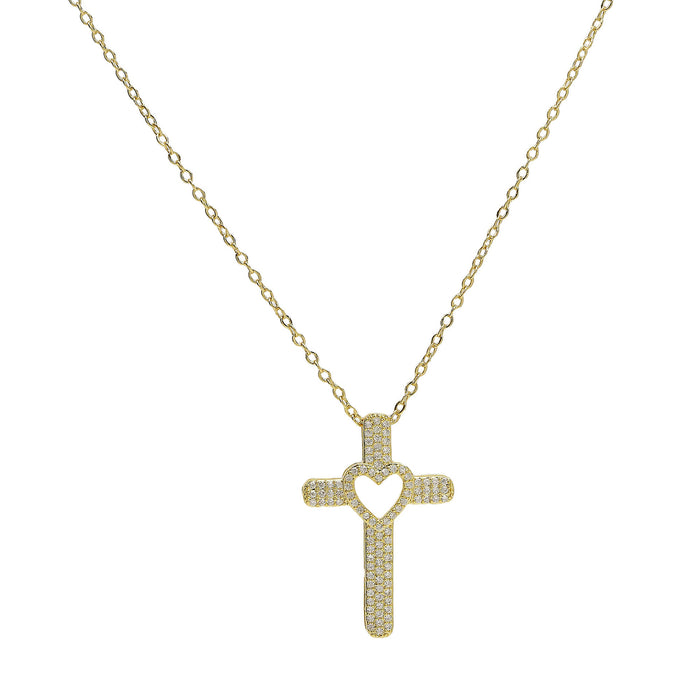 Wholesale 2PCS Brass Zircon Cross Pendant Necklace JDC-NE-BaiYi013