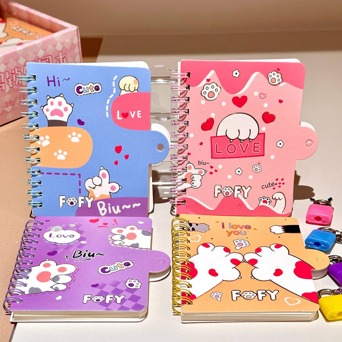 Wholesale Kitten Coil with Lock Coil Book Cute Cartoon A7 Loose-leaf Notepad