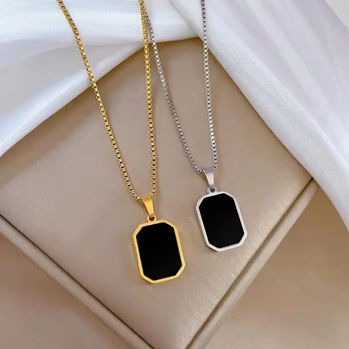 Wholesale black long square brand necklace female clavicle chain necklace black square accessories