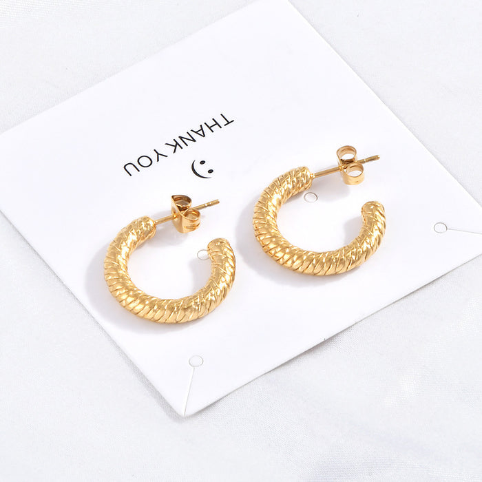 Wholesale European-style retro titanium steel high-end sense of personality twist earrings