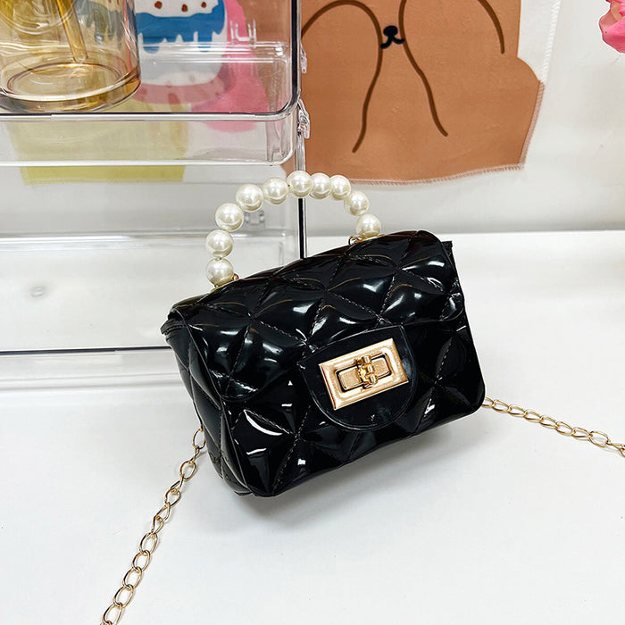 Wholesale PU Children's Pearl Pearl Hand-held Single Shoulder Crossbody Chain Bag JDC-SD-QiSheng006