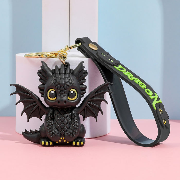Wholesale Cartoon Black and White Little Flying Dragon Keychain Pendant Soft Plastic Cute Doll Accessories Luggage Pendant