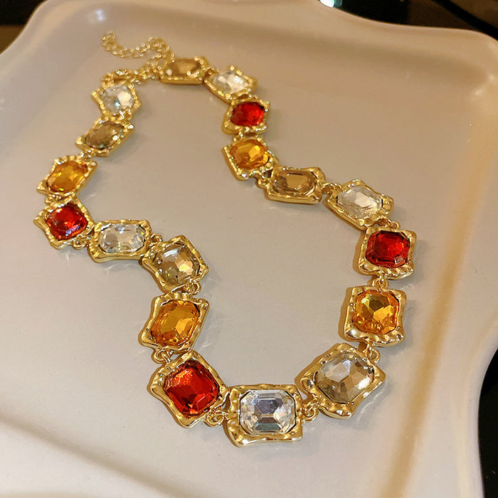 Wholesale Middle Ancient Oval Fashion Geometric Necklace Retro Court Style Clavicle Chain Niche