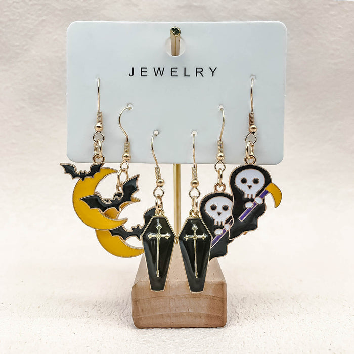 Wholesale Three Pairs of Oil Drop Halloween Pendant Earring Set JDC-ES-Oulu006