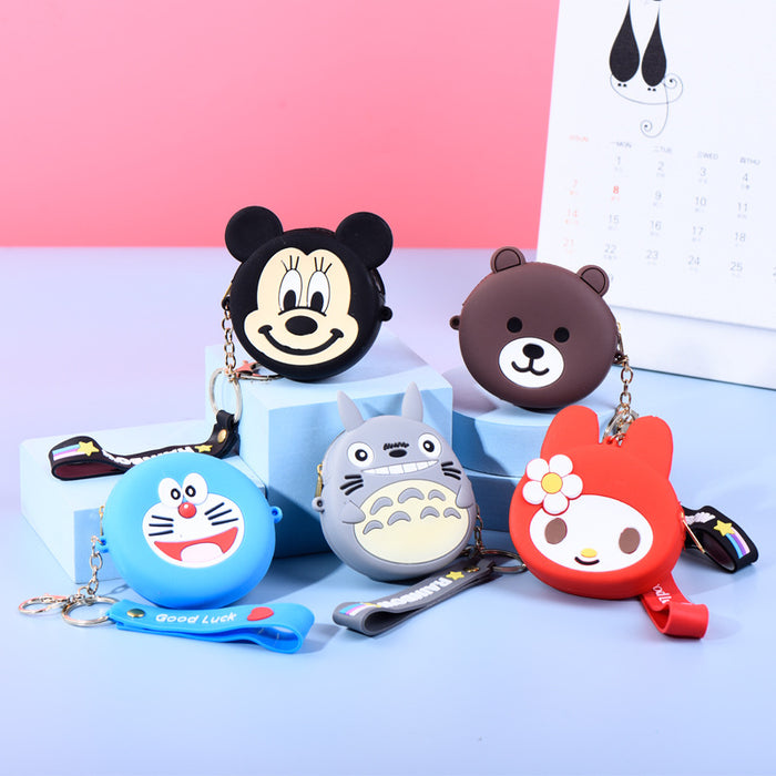 Wholesale Cute Silicone Cartoon Coin Purse Keychain Bag Trendy Unisex Wallet MOQ≥5