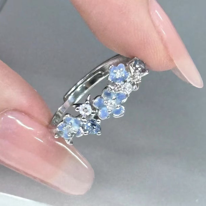 Wholesale Enamel flower zircon open ring, niche light luxury accessory