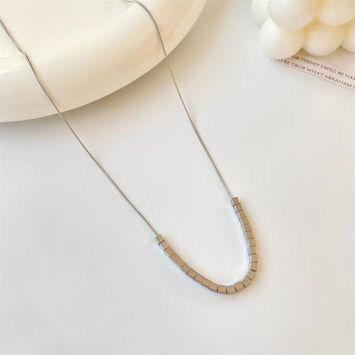 Wholesale Square silver titanium steel lock chain accessory with simple design