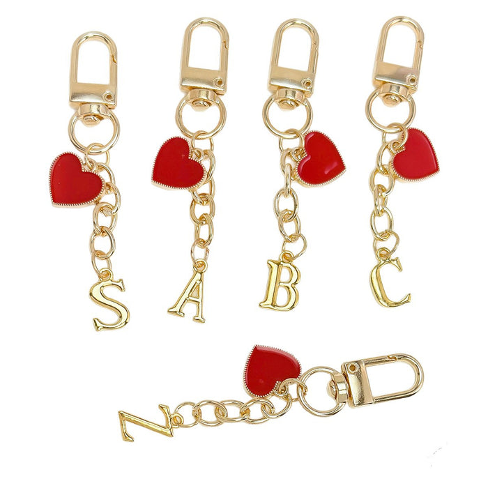 Wholesale 26-letter heart pendant Valentine's Day keychain