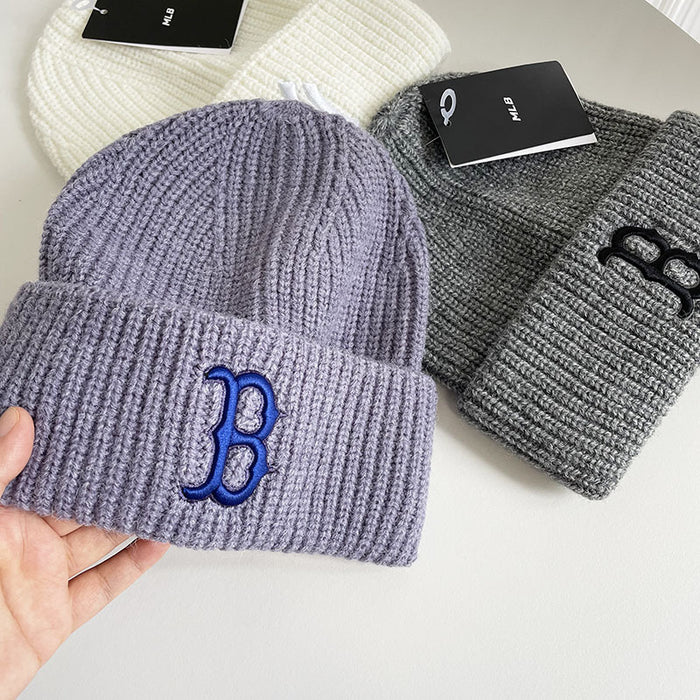 Wholesale autumn and winter cold-proof warm letter embroidered knitted hat ear protection hat JDC-HT-MaiM001