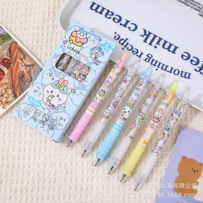 Wholesale 6pcs/ box Cartoon press gel pen quick-drying student cute test pen