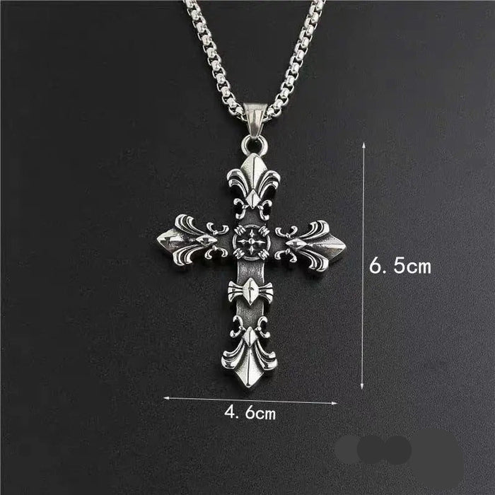 Wholesale  flower pendant cross men's  titanium steel necklace