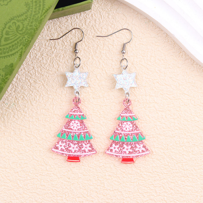 Wholesale Cross-border new Christmas earrings multi-color snowman Christmas tree acrylic earrings fashion earrings ear jewelry for women